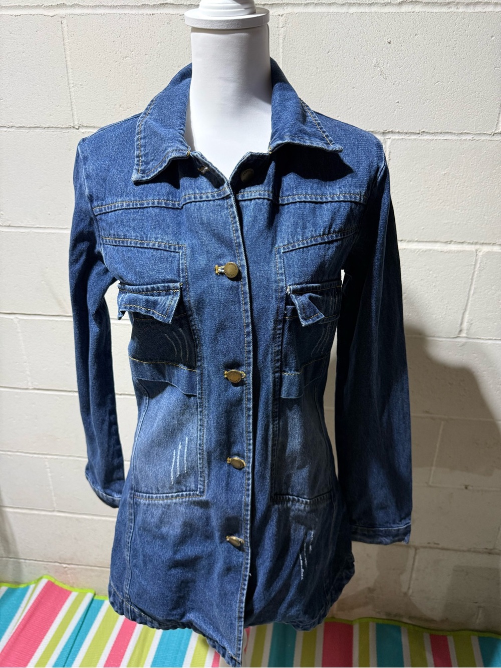 Classic Blue Denim Trench Jacket — Longline Jean Coat